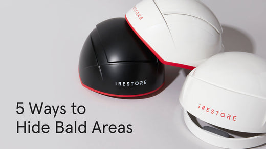 5 ways to hide bald areas. Image shows the Essential, Professional and Elite Device.