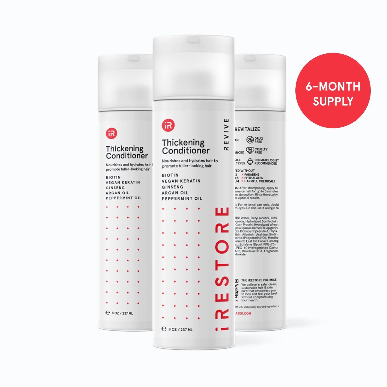 Image of the REVIVE Thickening Conditioner, showing the 6-month supply badge in the image.