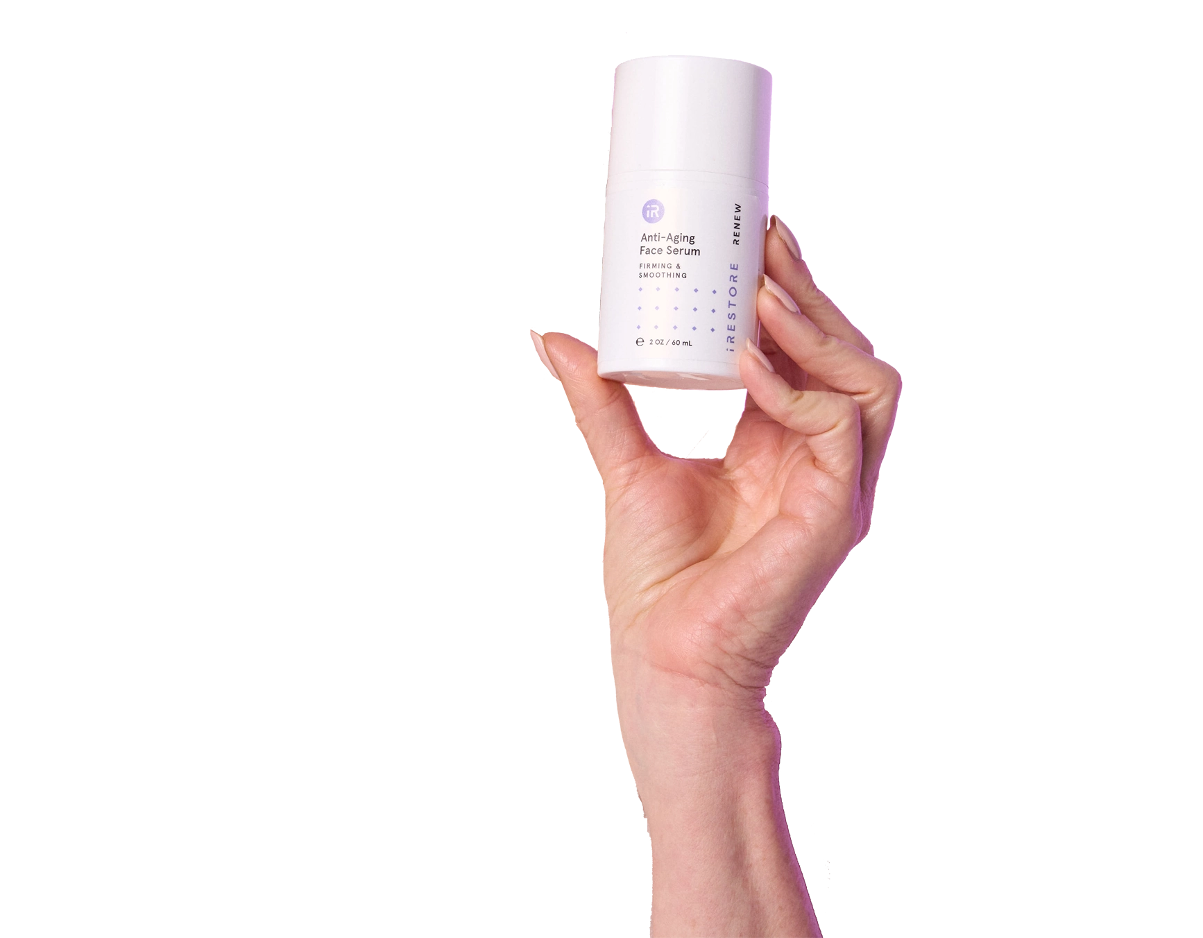 Hand holding the anti-aging face serum