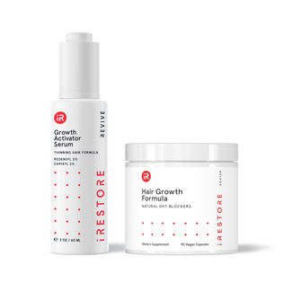 Growth Activator Serum and Hair Growth Formula on a white background