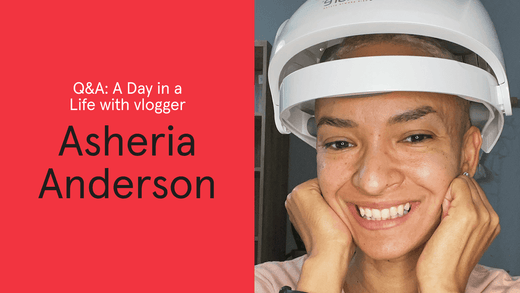 Q and A, a day in a life with vlogger, Asheria Anderson. Image banner shows Asheria wearing the Essential Device.
