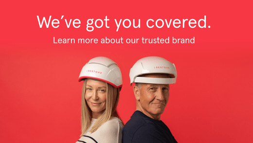 We've got your covered. Learn more about our trusted brand. Woman wearing the pro device standing back to back with a mature man wearing the essential device.