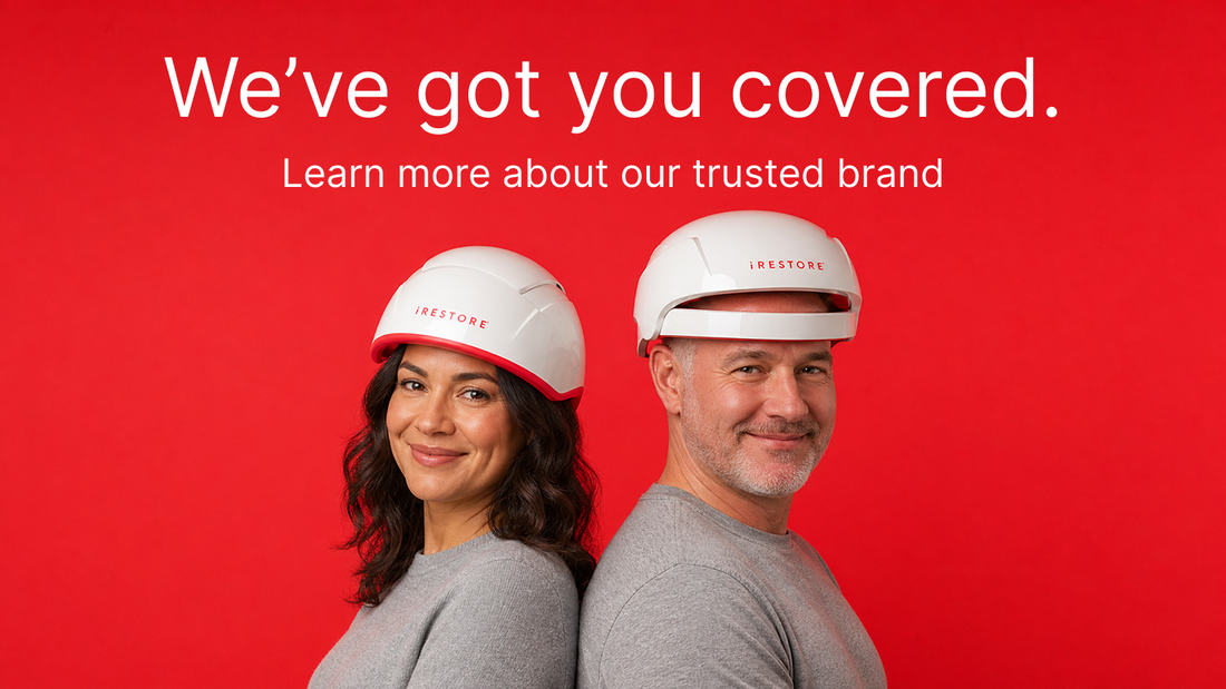 We've got your covered. Learn more about our trusted brand. Woman wearing the pro device standing back to back with a mature man wearing the essential device.