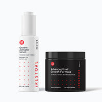 Image of the REVIVE Plus Growth Accelerator Kit which includes the Advanced Hair Growth Formula and Growth Activator Serum. 