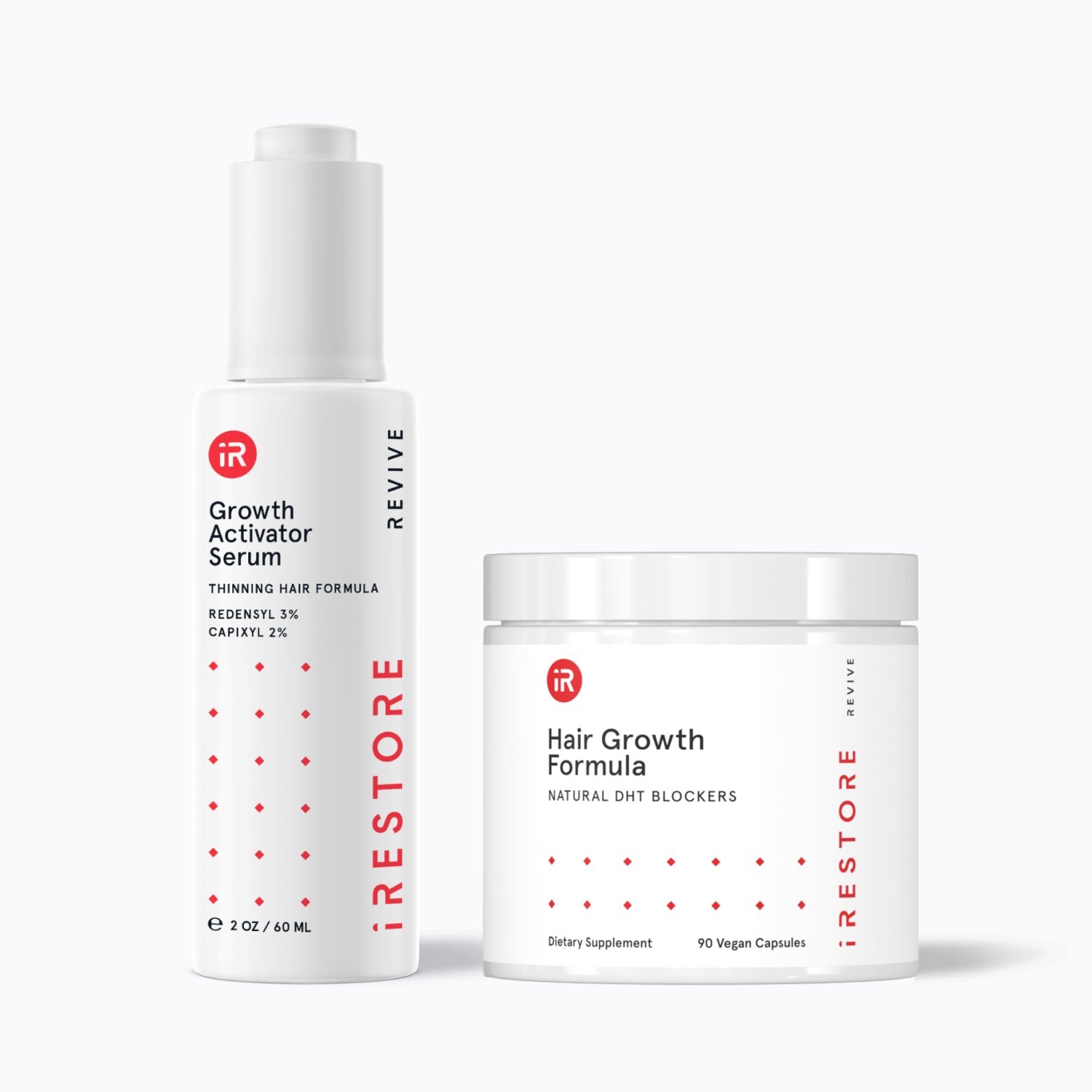 Image showing the REVIVE Growth Accelerator Kit. Includes the Growth Activator Serum and the Hair Growth Formula.