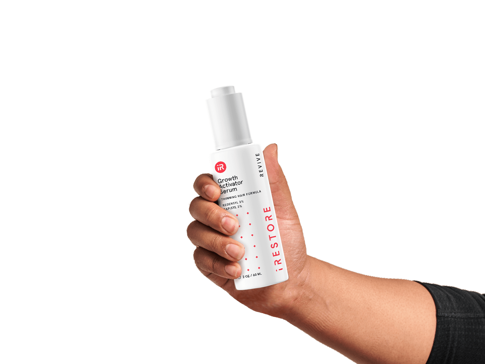 Hand holding the growth activator serum