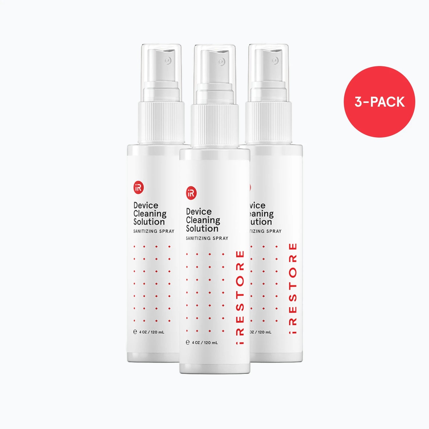 Image of the Device Cleaning Solution, showing the 3- pack supply badge in the image.