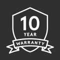 10 year warranty badge icon on a white background