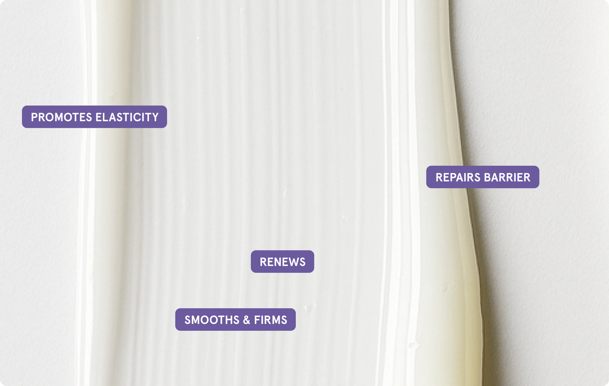 promotes elasticity, repairs barrier, renews, smooths & firms