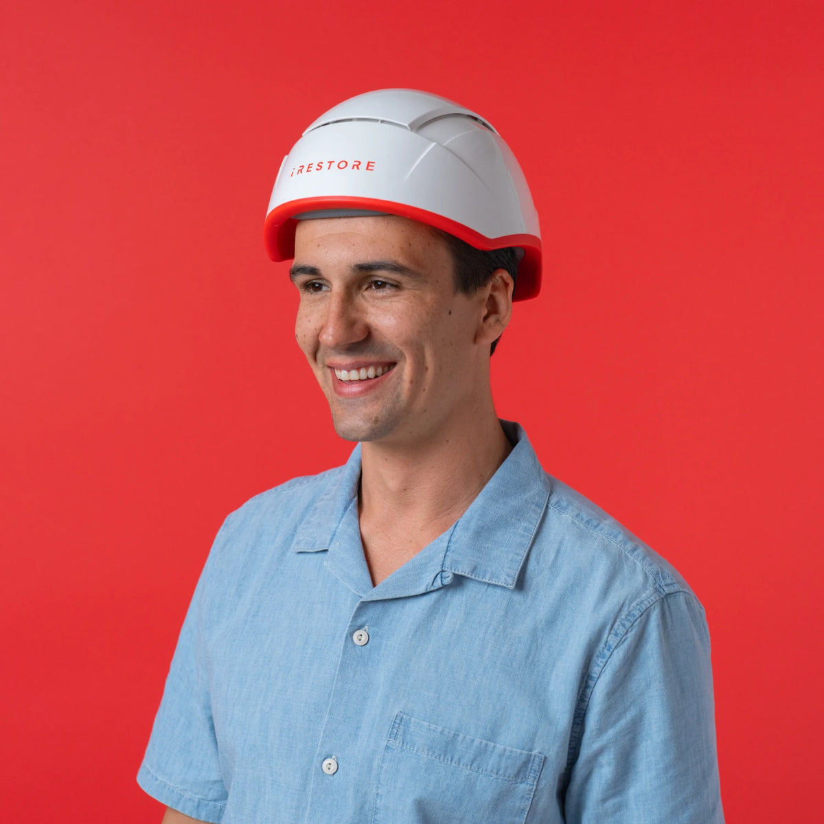 Image of a middle aged man wearing the Professional hair device.