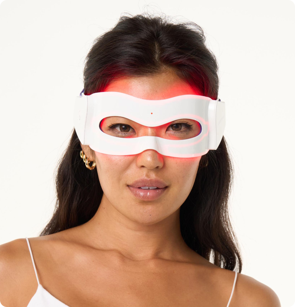 Woman wearing the LED eye mask