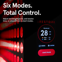 Six Modes. Total Control. Adjust wavelength, pulse, and session time, or choose from 6 smart modes.