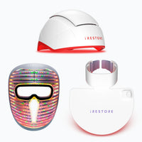 iRESTORE Professional Laser Bundle: Elite device, Laser face mask pro, and LED neck and chest mask