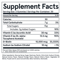 Biotin Vitamin Gummies supplement facts. Serving size: 2 gummies. Servings per container: 30.
