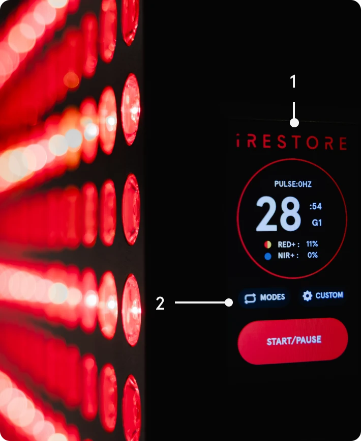 Red light therapy panel with digital touchscreen controls