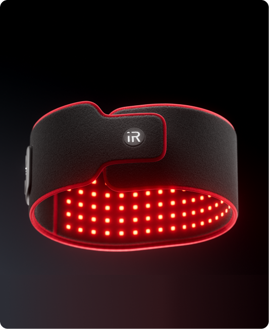 Flex LED Belt with red and near-infrared LEDs illuminated