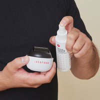 Short clip of a man cleaning the Derma Roller using the iRESTORE's Device Cleaning Solution.