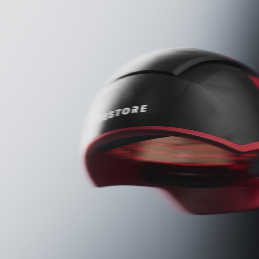 commit to your hair growth journey, 43% increase in hair growth and thickness in a 16-week clinical study, 500 lasers & LEDs, 2500 mW total power output, triple wavelength, restore confidence, try iRESTORE with a 365-day trial