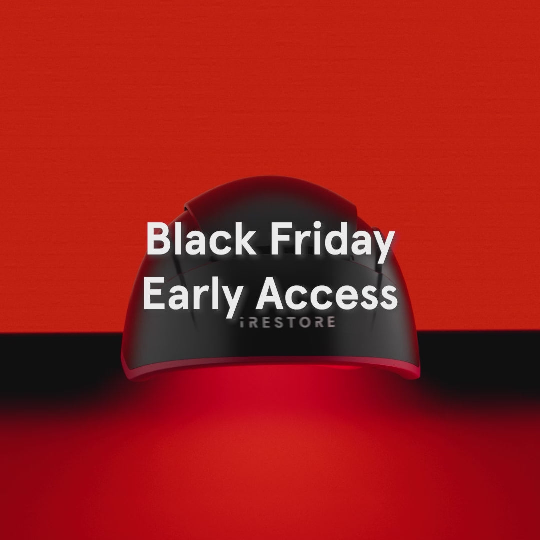 Black Friday Early Access, regrow hair naturally in 3 months, doctor-backed red light laser technology, try irestore with a 365-day trial
