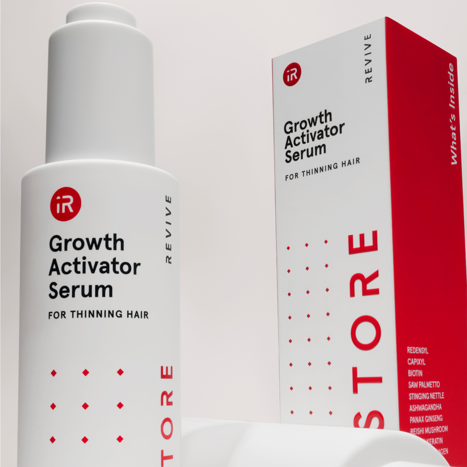 growth activator serum bottle and packaging