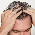 man's hair with bubbles