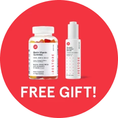 Two health products with 'FREE GIFT!' text on a red circle background.