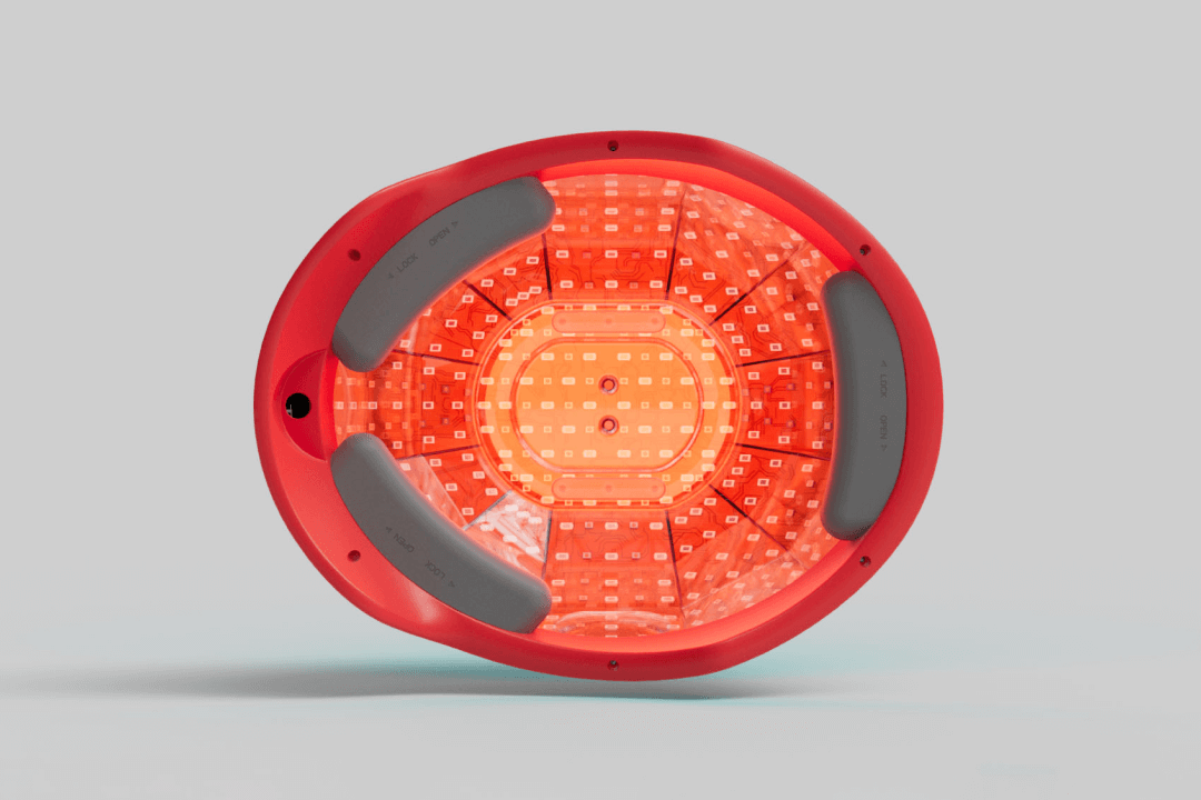 Image shows the lasers inside the helmet device.